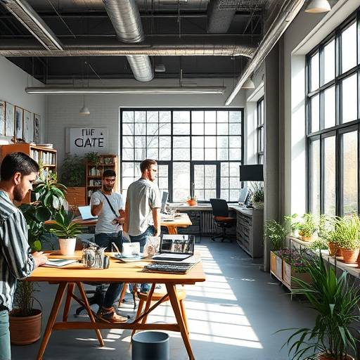 Een impressie van de creatieve werkruimte van Ontwerp Studio Aurora met designers aan het werk